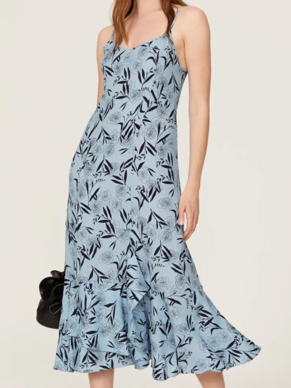 Thakoon Blue and Black Floral Midi Dress